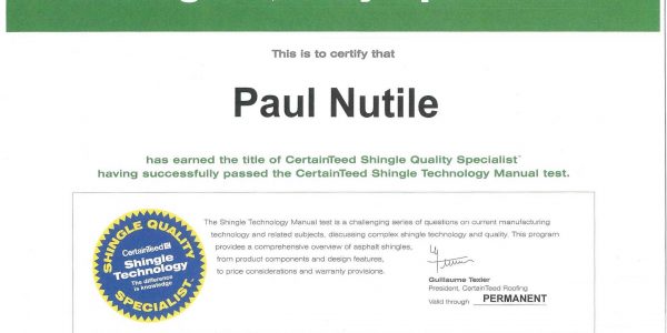 certainteed certificate