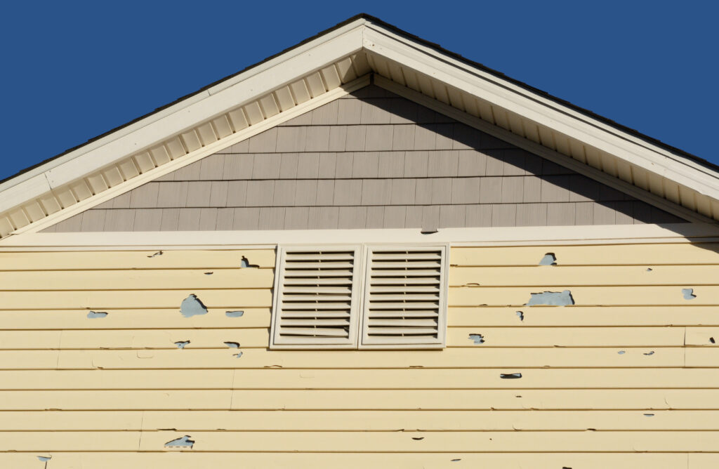 Damaged siding on house