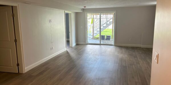 new hardwood flooring for basement remodel in framingham massachusetts by three sons window door