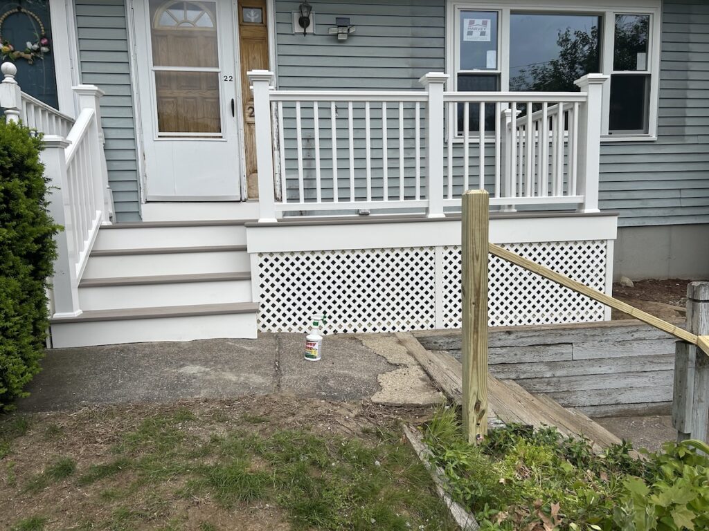 deck entry stairs rebuild by three sons window and door in milford massachusetts